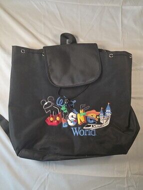 Disney Black Backpack with Colorful Walt Disney World Embroidery